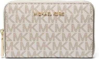 Michael Kors Jet Set Small Zip Around Card Case Vanilla/Cream One Size