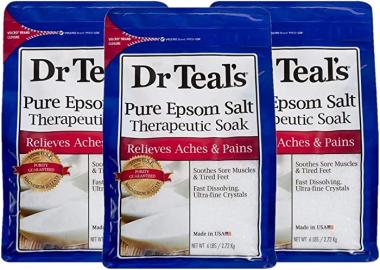 Dr Teal's Pure Epsom Salt Soaking Solution 3-pack (18 lbs Total) Unscented