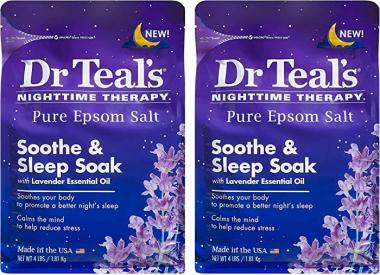 Dr Teal's Epsom Salt Bath Soaking Solution - Soothe & Sleep (Lavender) - 4 lb Bags Pack of 2