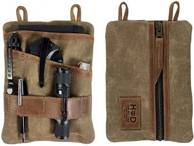 Hide & Drink, Multitool Pocket Pouch Handmade from Waxed Canvas & Full Grain Leather - Durable Bag for Change, Personal Items, Hardware, Tools - Convenient Case, Organizer, Storage - XL