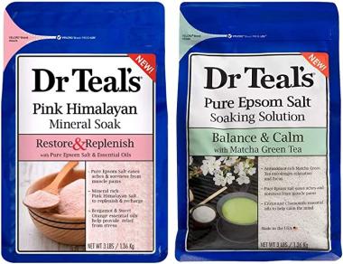 Dr Teal's Epsom Salt Bath Combo Pack (6 lbs Total), Restore & Replenish with Pink Himalayan, and Balance & Calm with Matcha Green Tea