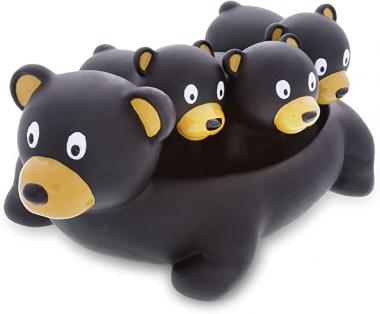 Dollibu Black Bear Family Animal Bath Squirters 4 Piece Bath Toy Set, Children Bath Toys for Bathtime & Water Fun, Girls & Boys Floating Cute Animal Rubber Squirt Toys, Pool Toys for Kids - Black Bear