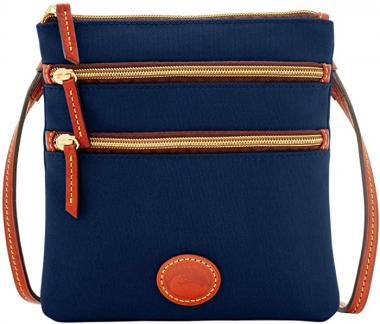 Dooney & Bourke North South Triple Zip Nylon Crossbody  NAVY