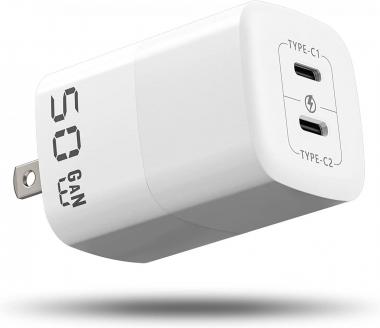 50W USB C Wall Charger, 2-Port GaN III Type C Charger, PPS 48W Fast Charging Block for iPhone 14/14 Plus/14 Pro/14 Pro Max/13/12/11, Galaxy, Pixel, iPad/iPad Mini and Laptops(Cable Not Included)