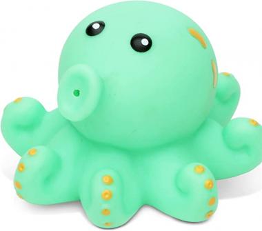 DolliBu Octopus Bath Buddy Squirter - Floating Green Octopus Rubber Bath Toy, Fun Water Squirting Bathtime Play For Toddlers, Cute Sea Life Animal Toy For The Bathtub, Beach, & Pool for Girls & Boys