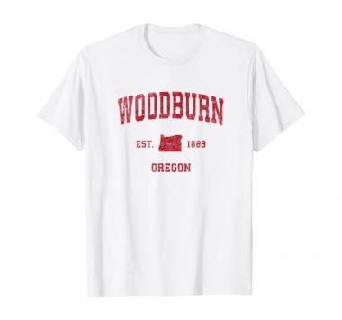 Woodburn Oregon OR Vintage Sports Design Red Print T-Shirt