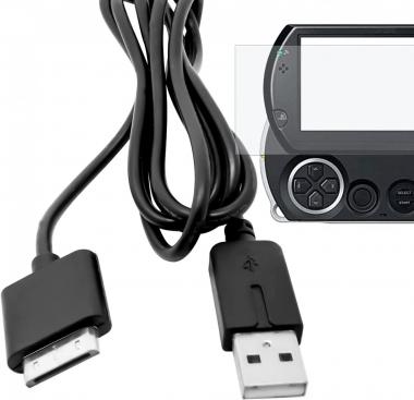 Compatible for PSP Go Charger Cable, Data and Charging Cable Fit for Sony PSP Go 2 in 1 USB 2.0 Data Sync Transfer and Power Charger Cable Cord & Ultra Clear Guard Film 1 Pack WPAICHENG