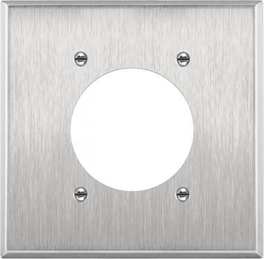 ENERLITES 2.125" Diameter Single Hole Receptacle Outlet Metal Wall Plate, Corrosive Resistant, Size 2-Gang 4.50" x 4.57", 7792, 430 Stainless Steel, UL Listed, Silver, Stainless-Steel