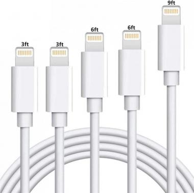 iPhone Charger Cable SHARLLEN 5Pack(3ft/3ft/6ft/6ft/9ft) USB Fast Long iPhone Charging Cords Compatible iPhone 11/XS/Max/XR/X/8/8P/7/7P/6/6S/iPad/iPod/IOS (White)