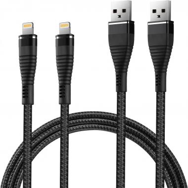 iPhone Charger Mfi Certified Lightning Cable 2Pack 6.6FT Nylon Braided iPhone Charger Cable Fast Charging Syncing Long Cord Compatible iPhone 12/Max/11Pro/11/XS/Max/XR/X/8/8P/7(Black)