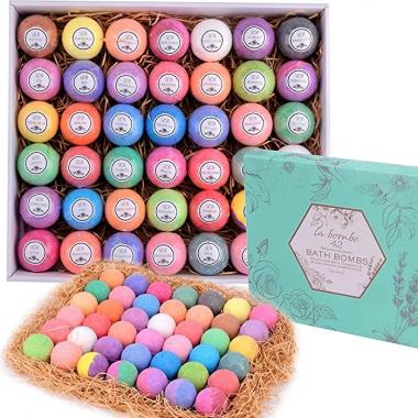 Bulk Bath Bomb Gift Set - 42 Moisturizing Bath Bombs for Women & Men! Nourishing Bath Bombs Ideal Gift Set for Women! 100% Natural, Sulfate & Paraben Free