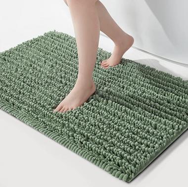 FLOLEOPA Soft Plush Microfiber Bathroom Rugs, Absorbent Bath Rugs Non Skid Machine Wash Dry Bath Mats for Tub,Shower and Bath Room Floor Mats (20x32inches, Sage Green)