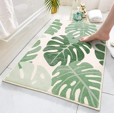 Lukinbox Leaf Bath Mats for Bathroom, Green Bathroom Rugs Non Slip, Ultra Soft Bath Rug Cute Small Floor Door Mat for Indoor Shower and Bathtub Decor, 18 x 26IN