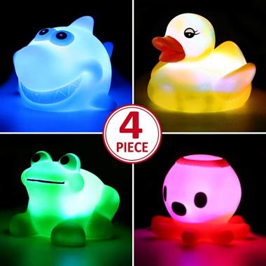 Yeonha Toys Bath Toy, Can Flashing Colourful Light(Big Style 4 Pack), Floating Bath Toy, Light Up Bathtub Water Tub Toy for Pool Shower Bathtime Bathroom Kid Boys Girl Toddler Child Baby Infant