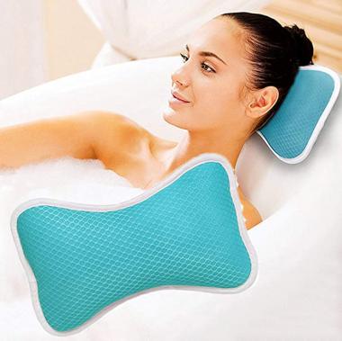 Lhh Bath Pillow, Comfortable Bathtub Cushion with 3D Air Mesh Technology Non-Slip Suction Cups for Ergonomic Headrest & Back Support