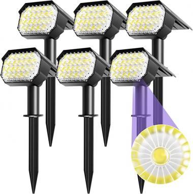 Solar Spot Lights Outdoor Landscape Lighting 6 Pack, Quntis 2-in-1 Ground & Wall Mounted Solar Low Voltage Landscape Lights, IP65 Waterproof Auto On/Off Pathway Light for Yard Driveway, Cold White