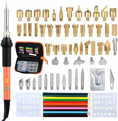 Professional level Wood Burning Kit Full Set,71Pcs Adjustable Wood Burning Soldering Iron Pen Tool Kit Set Creative Pyrography Woodburning Burner Electric for Adult Starter Beginner Craft with Case