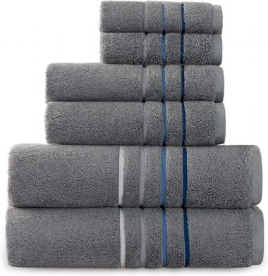 Bedsure Rayon from Bamboo Cotton Bath Towels - Bath Towel Set of 6, Grey Towels for Bathroom, Hotel, Spa, 2 Bath Sheets, 2 Hand Towels, 2 Washcloths