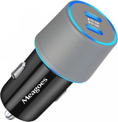 USB C Car Charger, Meagoes 12-Volt Dual 30W PD Super Fast Charging Cigarette Lighter Adapter Compatible for iPhone, Samsung, Galaxy, Google, Pixel Phone, 60W PPS Rapid Charge Cargador De Coche Adaptor