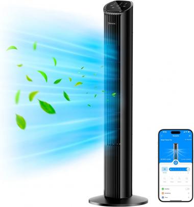 GoveeLife 36'' Smart Tower Fan for Bedroom, Oscillating Fan with Auto-Reflect, Room Fan with 8 Speeds, 4 Modes, 24H Timer with APP, Works with Alexa, Floor Fan for Home Office