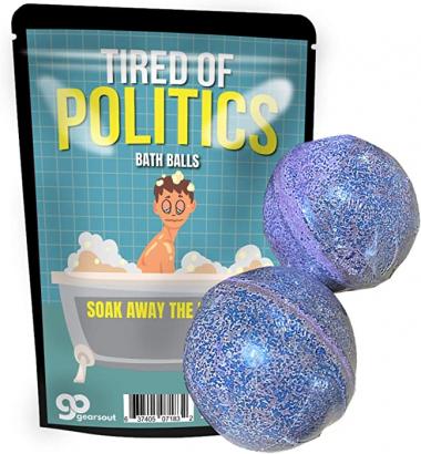 Tired of Politics Bath Balls - Funny Bath Bombs, XL Black Amethyst Fizzers, Handcrafted, Made in The USA, 2 Count