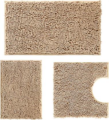 Bath Rugs Chenille Beige Bathroom Rugs Sets 3 Piece, Extra Soft and Absorbent Shaggy Rugs, Easy Wash and Dry, Perfect Plush Carpet Mats for Tub, Shower,Bath Mat,Washable Bathmat Bathroom Sets