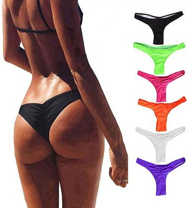 FOCUSSEXY Women's Hot Summer Brazilian Beachwear Bikini Bottom Thong Swimwear