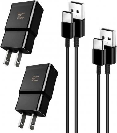 Adaptive Fast Charger kit with USB Type C Cable Compatible Samsung Galaxy S21 /S21 Ultra 5G / S10 /S20 / S10e / S9 /S8 / Plus/Edge/Active/Note 8/9 / 20/10, Wall Plug Power Adapter Cord (2 Pack)