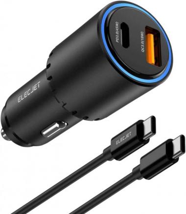 ELECJET 63W Total PD PPS Compatible for Samsung PPS Super Fast Charging Car Charger for Galaxy Note 10 Plus/Note 20 Ultra/S20 Ultra /S21/A70/A71/Z Fold 2 /M31s/Tab S7 Plus,45W + 18W QC3.0 Dual Ports