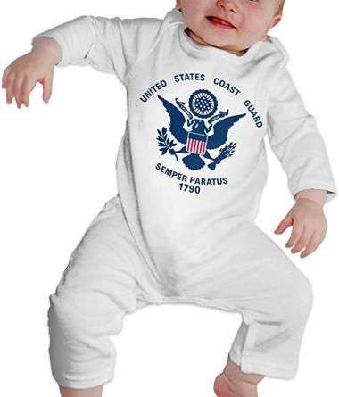 AucCen Baby's United States Coast Guard 1790 Jumpsuit Bodysuit Clothes, Long Sleeve One-Piece Coverall, 100% Organic Cotton