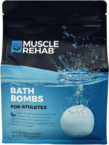 Muscle Rehab Handmade Bath Bombs for Athletes & Muscle Recovery- Pure Essential Oils, Packed with Muscle Recovery Minerals 4 Pack