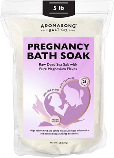 Aromasong Dead Sea Pregnancy Bath Soak - Natural Lavender with Pure Magnesium Flakes & Minerals - Used for Pregnancy & Postpartum Muscle Ache & Leg Discomfort - Better Absorbing Than Epsom Salt