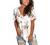 SAMPEEL Womens Summer Tops Floral Short Sleeve V Neck T Shirts Tee Printed Side Split Tunic