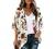 Women's Floral Print Puff Sleeve Kimono Cardigan Loose Cover Up Casual Blouse Tops