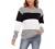 shermie Women Long Sleeve Crew Neck Pullovers Stitching Color Loose Knitted Sweaters