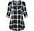 MIXJOY Baikea Women's 3/4 Sleeve V Neck Plaid Shirt Casual Tunic Blouse with Chest Flaps