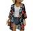 Women's Floral Print Puff Sleeve Kimono Cardigan Loose Cover Up Casual Blouse Tops