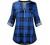 MIXJOY Baikea Women's 3/4 Sleeve V Neck Plaid Shirt Casual Tunic Blouse with Chest Flaps