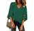 LookbookStore Women's V Neck Mesh Panel Blouse 3/4 Bell Sleeve Loose Top Shirt