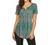 Women's Floral Printed Short Sleeve Henley V Neck T-Shirt Pleated Casual Flowy Tunic Blouse Tops