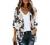 Women's Floral Print Puff Sleeve Kimono Cardigan Loose Cover Up Casual Blouse Tops