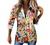 Womens 2022 Fashion Spring Tops Floral Printed Short Sleeve Button Down Shirts Casual V-Neck Pockets Blouses Tunic Top