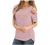 KNFATEQVEDG Summer Cold Shoulder Tops for Women Short Sleeve Cut Out Crew Neck T Shirts Causal Strappy T-Shirt Blouse