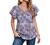 Womens T-Shirts Ruffle Drawstring Short Sleeve Summer Tops Boho Floral Print Chiffon Babydoll Shirt Blouse Tunic