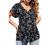 Womens T-Shirts Ruffle Drawstring Short Sleeve Summer Tops Boho Floral Print Chiffon Babydoll Shirt Blouse Tunic