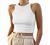 KAMISSY Women Basic Crew Neck Crop Tank Top Solid Rib-Knit Binding Crop Top