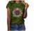 Womens Summer Tops Gradient Sunflower Print Short Sleeve T-Shirt Casual O-Neck T Shirts Graphic Tees Plus Size Tshirts