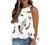 Halter Blouse for Women Summer Floral Print Sleeveless Shirts Tank Top Rufflefd Hem Blouses Pom Pom Flowy Tunic Tops