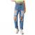 MASZONE High Waisted Jeans for Women Y2K Fashion Wide Leg Denim Pants Loose Back Butterfly Print Straight Trousers Jeans