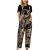 Hesxuno Jumpsuits for Women Casual Loose Plus Size Overalls Retro Print Wide Leg Buttons Jumpsuits Rompers with Pockets